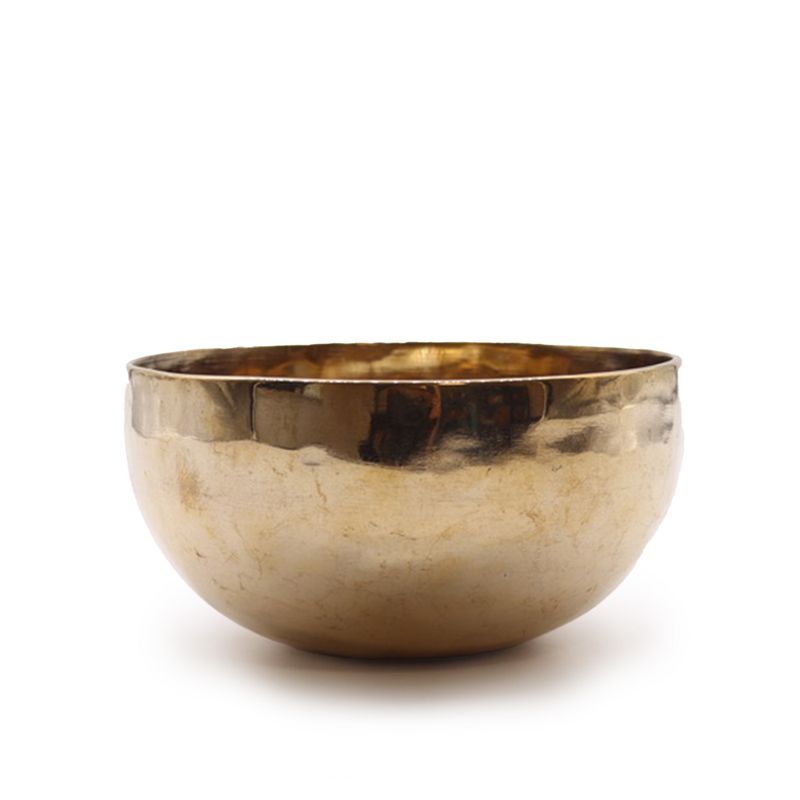 Mittelgroße, glänzende, handgefertigte Klangschale aus Glockenmetall (ca. 750 g) – 15 cm