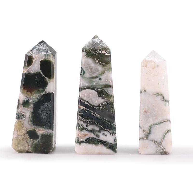 Edelstein-Obeliskenspitzen, ca. 5 cm – Moosachat