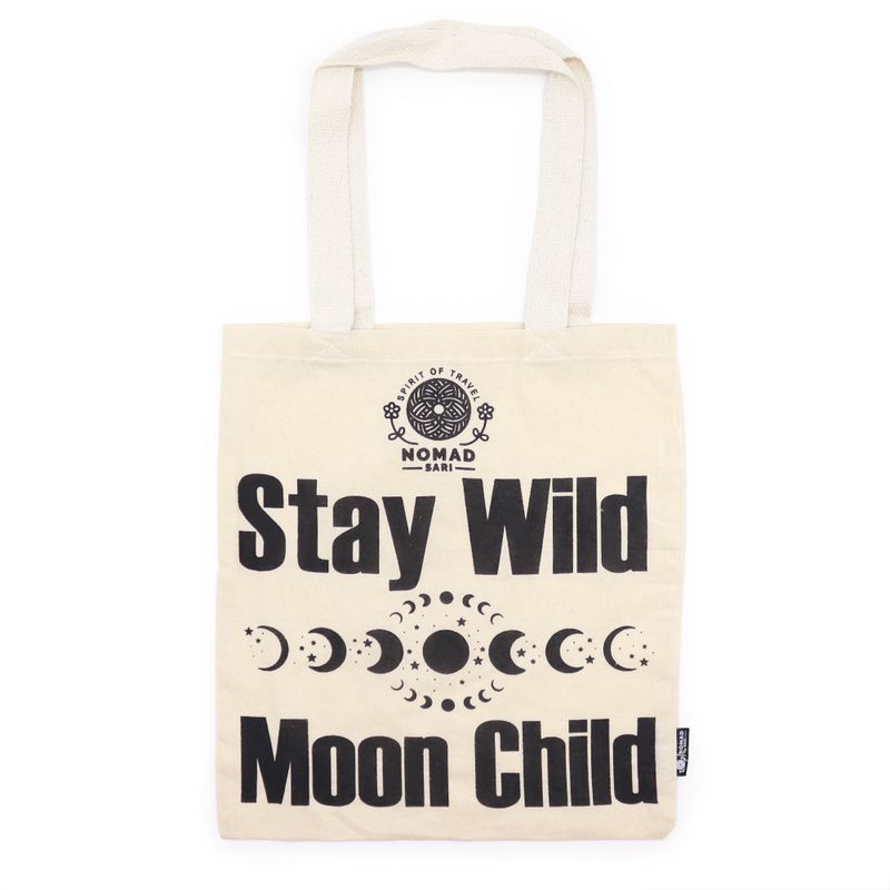 Ikonische Basic-Tragetasche – Stay Wild, Moon Child – (40 x 36 cm) – Natur 4 oz