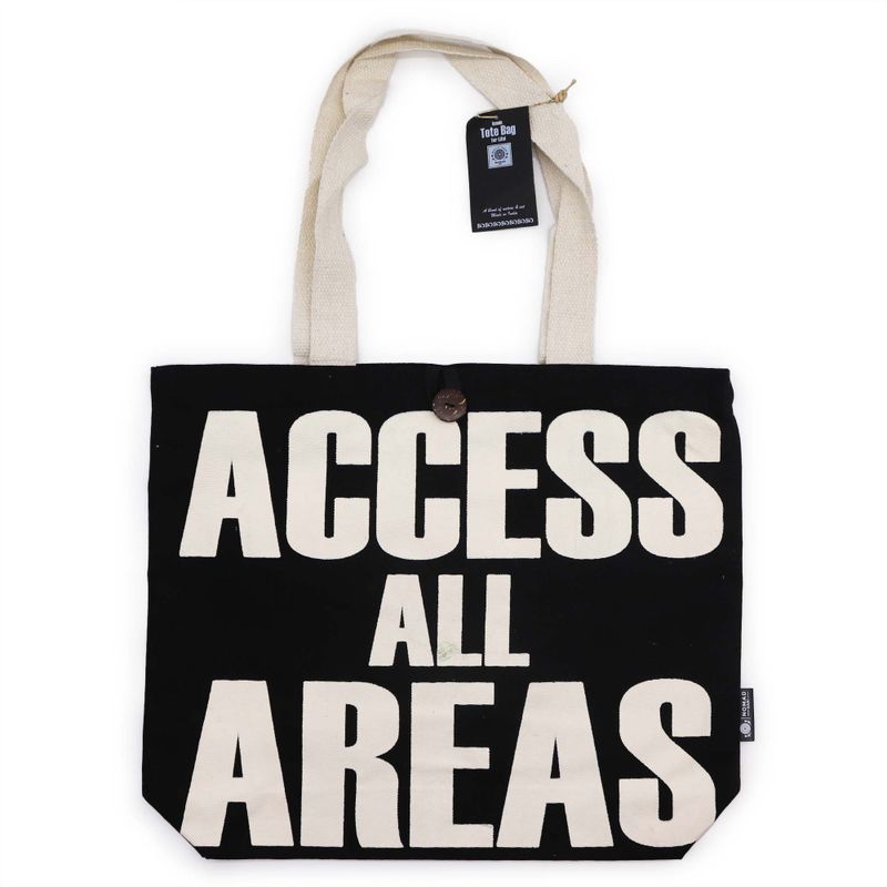 Kultige klassische Tragetasche – ACCESS ALL AREAS – Schwarz Natur 10oz (36x43x10cm)