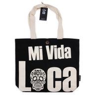 Kultige klassische Tragetasche – Mi Vida Loca – Schwarz Natur 10oz (36x43x10cm)