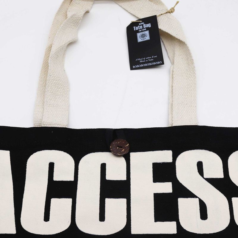 Kultige klassische Tragetasche – ACCESS ALL AREAS – Schwarz Natur 10oz (36x43x10cm)
