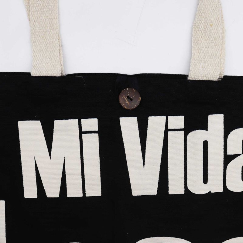 Kultige klassische Tragetasche – Mi Vida Loca – Schwarz Natur 10oz (36x43x10cm)
