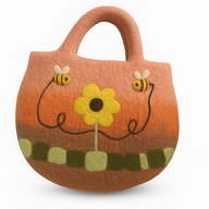 Sonnenblumen- und Bienenfilztasche - 35x27cm