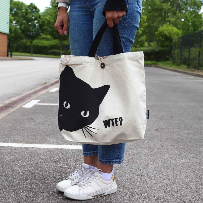 Kultige klassische Tragetasche – Schwarze Katze – Natur 10oz (36x43x10cm)