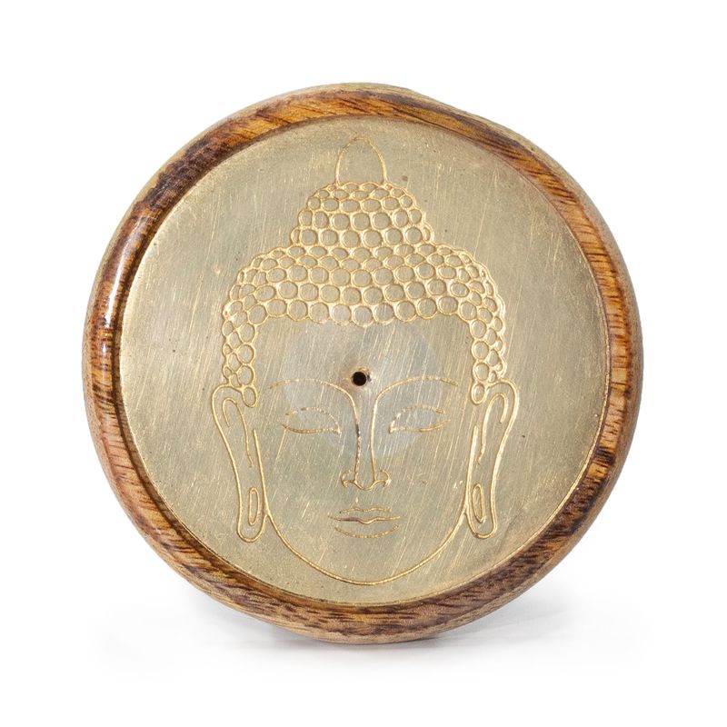 Gold auf Mangoholz - Buddhakopf