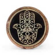 Gold & Schwarz auf Mangoholz - Hamsa
