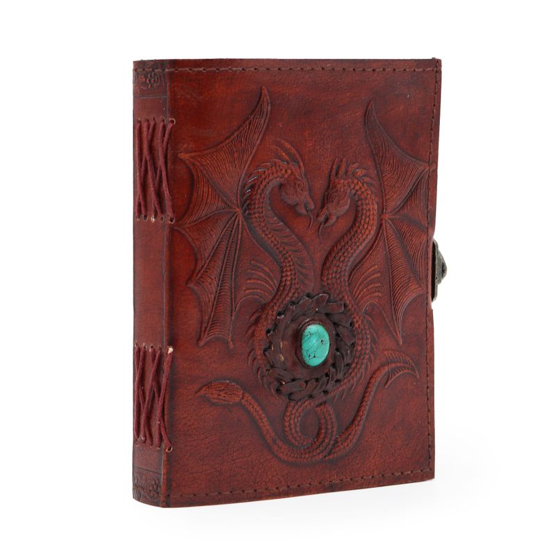 Two Dragons - Esoterisches Notizbuch - Antikgrau - 200 Seiten Stichkante - 17,5 x 12,5 x 3 cm