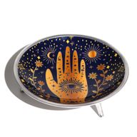 Emaillierter Opferteller mit drei Beinen – Hamsa Mitternachtsblau