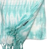 Boho Java Art Stola/Schal – Blaugrüne Streifen & Motiv – 62 x 200 cm