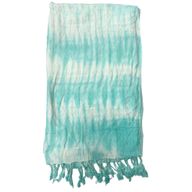 Boho Java Art Stola/Schal – Blaugrüne Streifen & Motiv – 62 x 200 cm