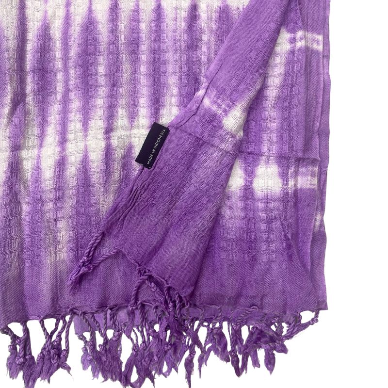 Boho Java Art Stola/Schal – Lavendelstreifen und Motiv – 62 x 200 cm