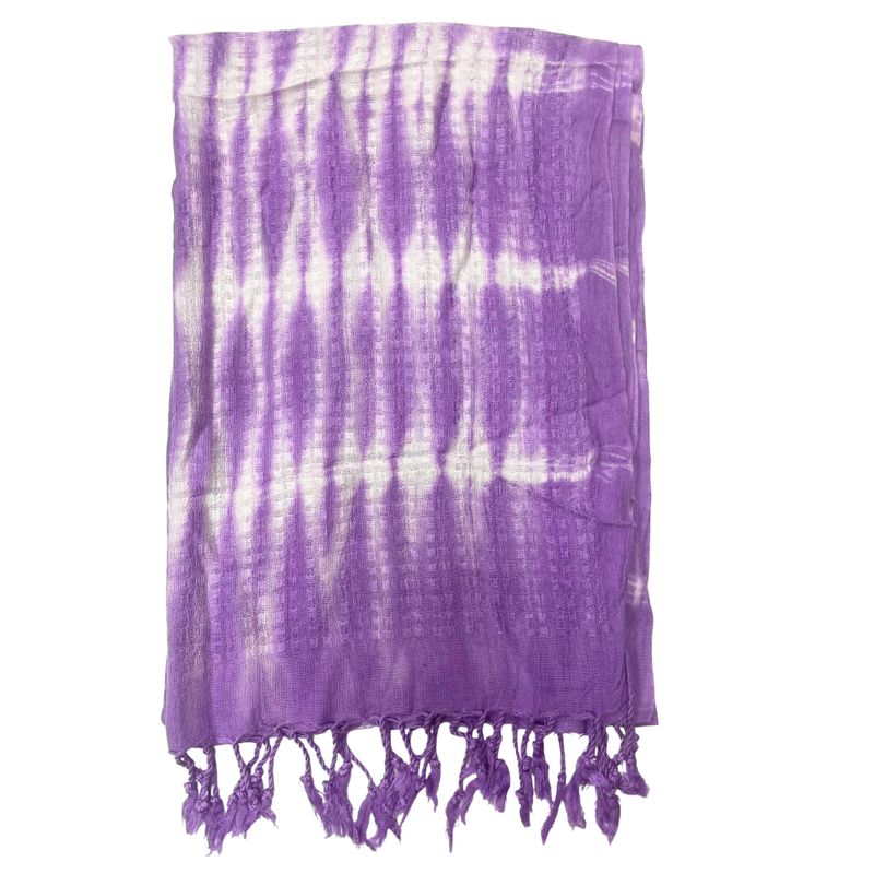 Boho Java Art Stola/Schal – Lavendelstreifen und Motiv – 62 x 200 cm