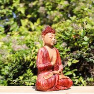 Handgeschnitzter Buddha - 30cm Willkommen