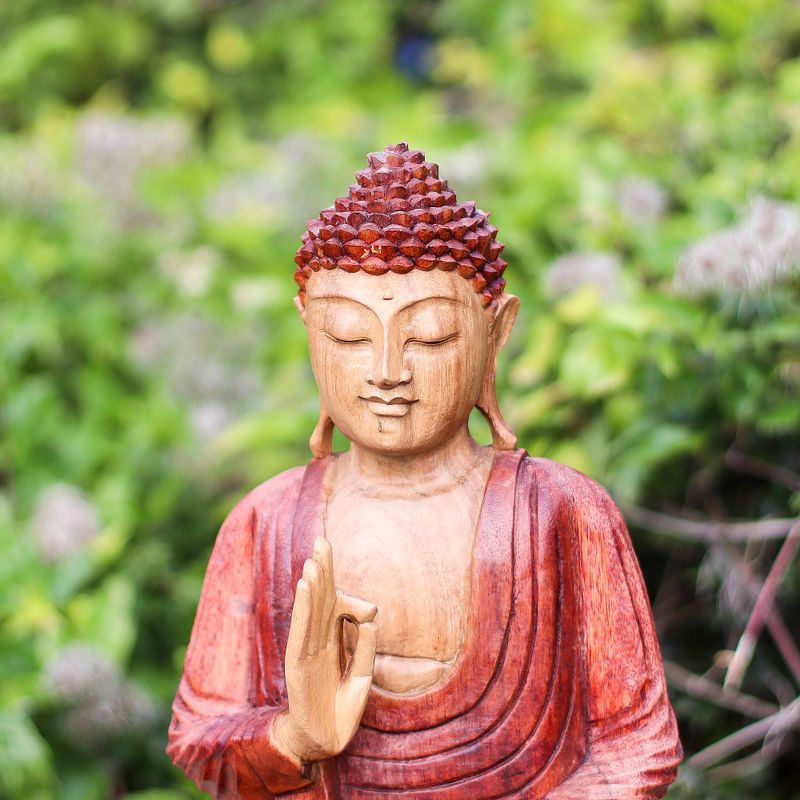 Handgeschnitzter Buddha - 30cm Willkommen