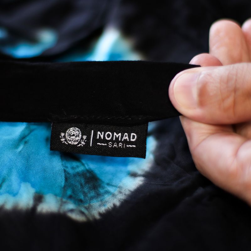 Japanische Loungehose – Größe L – Schwarz, Blau