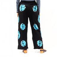 Japanische Loungehose – Größe L – Schwarz, Blau