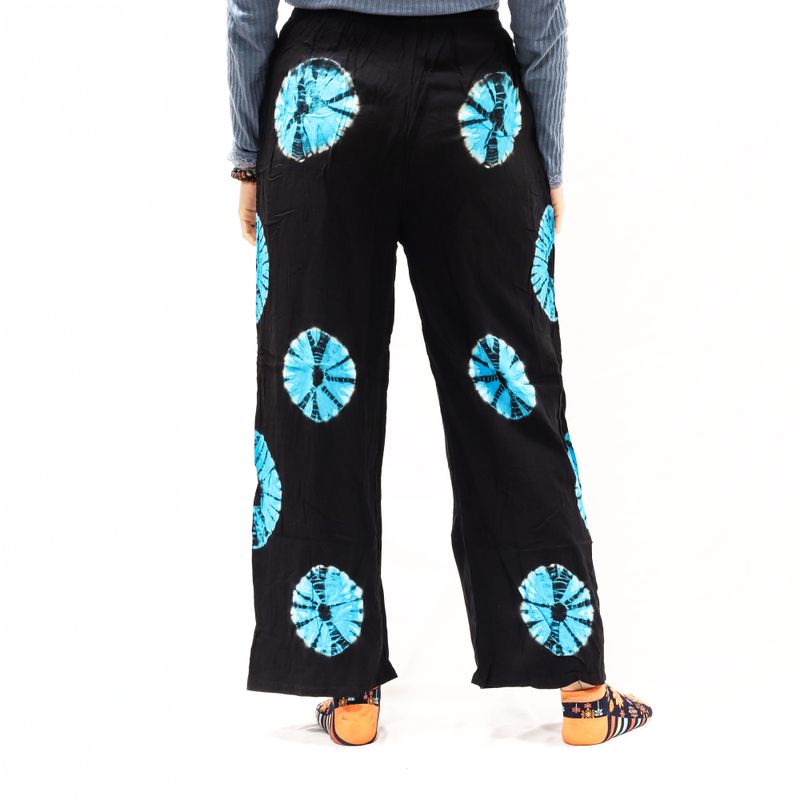 Japanische Loungehose – Größe L – Schwarz, Blau