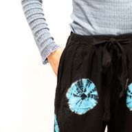 Japanische Loungehose – Größe L – Schwarz, Blau