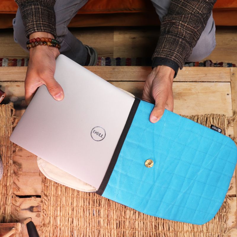 Gepolsterte Laptoptasche - Verrücktes Gelb - 14 Unzen Steinwäsche
