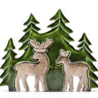 Lost in the Forest – Zwei Hirsche im Wald, 3D-Holzdekoration – 18 x 23 cm