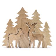 Lost in the Forest – Zwei Hirsche im Wald, 3D-Holzdekoration – 18 x 23 cm