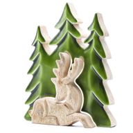 Lost in the Forest – Hirsch im Wald, 3D-Holzdekoration – 23 x 20 cm