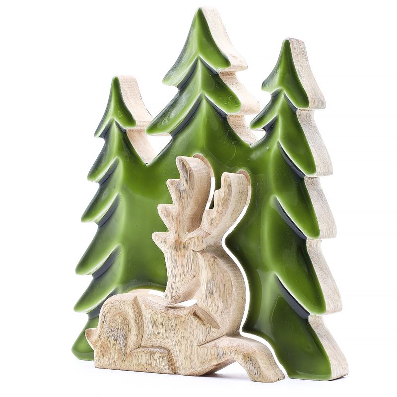 Lost in the Forest – Hirsch im Wald, 3D-Holzdekoration – 23 x 20 cm