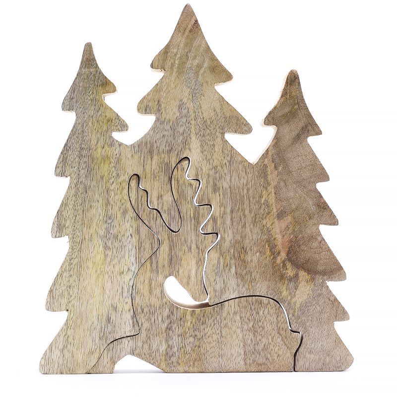Lost in the Forest – Hirsch im Wald, 3D-Holzdekoration – 23 x 20 cm