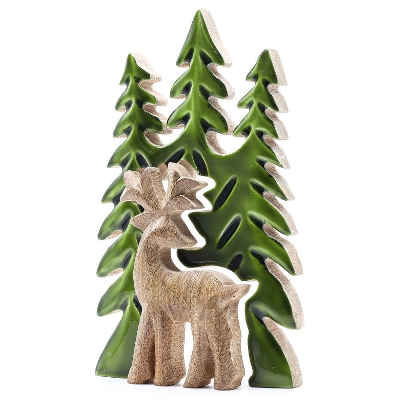Lost in the Forest – Hirsch im Wald, 3D-Holzdekoration – 25 x 15 cm