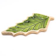 Lost in the Forest – Emaillierte Holzschale mit Blättern – 33 x 17 cm