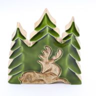 Lost in the Forest – Hirsch im Wald, 3D-Holzdekoration – 23 x 20 cm