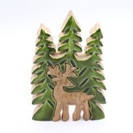 Lost in the Forest – Hirsch im Wald, 3D-Holzdekoration – 25 x 15 cm