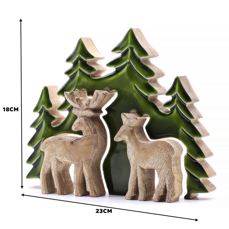 Lost in the Forest – Zwei Hirsche im Wald, 3D-Holzdekoration – 18 x 23 cm