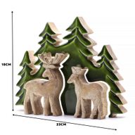 Lost in the Forest – Zwei Hirsche im Wald, 3D-Holzdekoration – 18 x 23 cm
