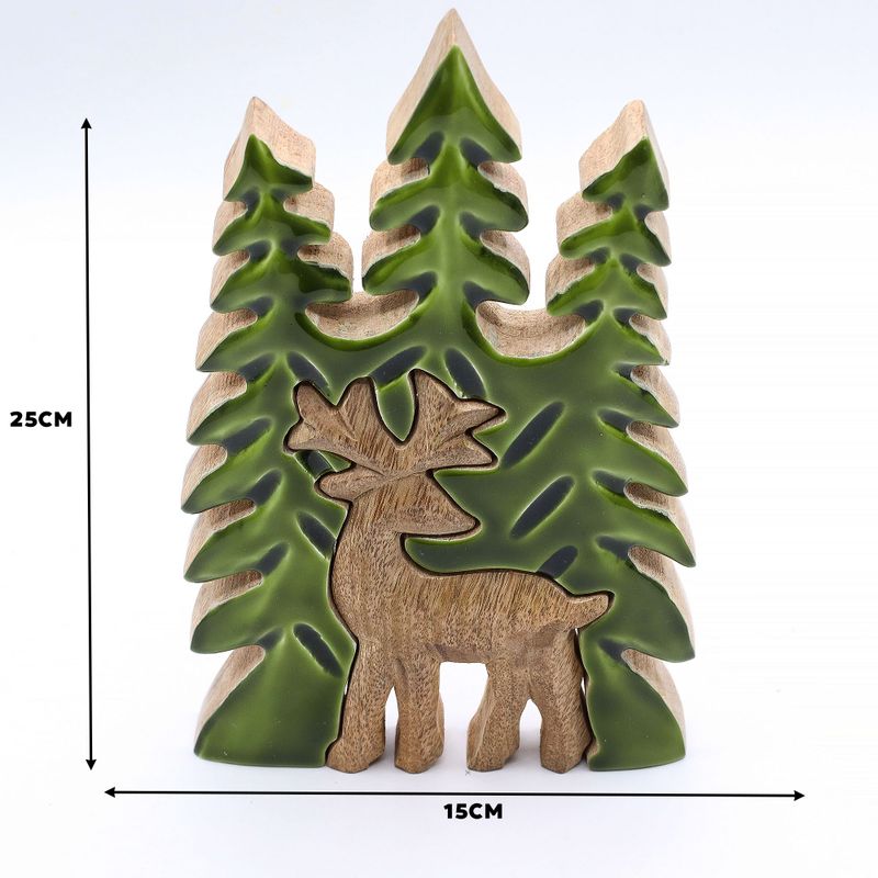 Lost in the Forest – Hirsch im Wald, 3D-Holzdekoration – 25 x 15 cm
