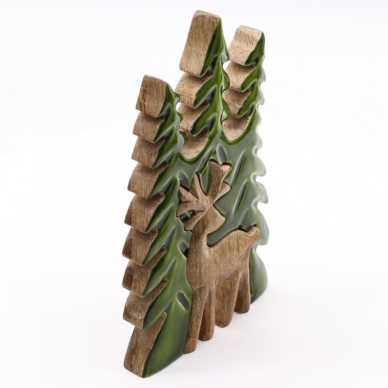 Lost in the Forest – Hirsch im Wald, 3D-Holzdekoration – 25 x 15 cm