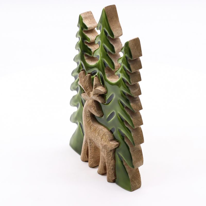 Lost in the Forest – Hirsch im Wald, 3D-Holzdekoration – 25 x 15 cm