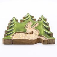 Lost in the Forest – Hirsch im Wald, 3D-Holzdekoration – 23 x 20 cm