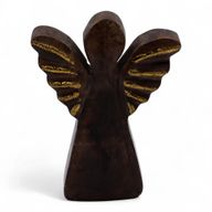Kleiner Engel aus Mangoholz – Golddekor – 12 cm