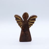 Kleiner Engel aus Mangoholz – Golddekor – 12 cm