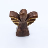 Kleiner Engel aus Mangoholz – Golddekor – 12 cm