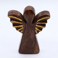 Engel aus mittlerem Mangoholz – Golddekor – 16 cm