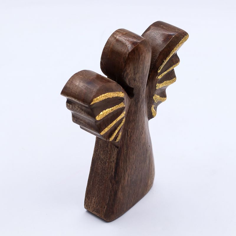 Engel aus mittlerem Mangoholz – Golddekor – 16 cm
