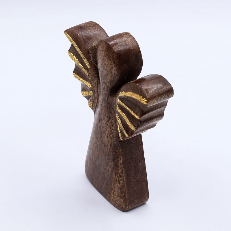 Engel aus mittlerem Mangoholz – Golddekor – 16 cm