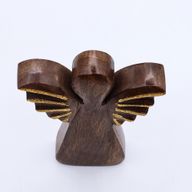 Engel aus mittlerem Mangoholz – Golddekor – 16 cm