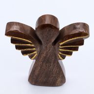 Großer Engel aus Mangoholz – Golddekor – 19 cm