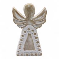Engel aus Mangoholz – Weiß getüncht – 13 cm