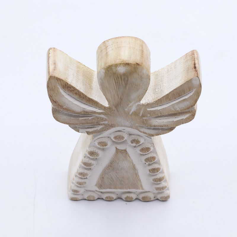 Engel aus Mangoholz – Weiß getüncht – 13 cm