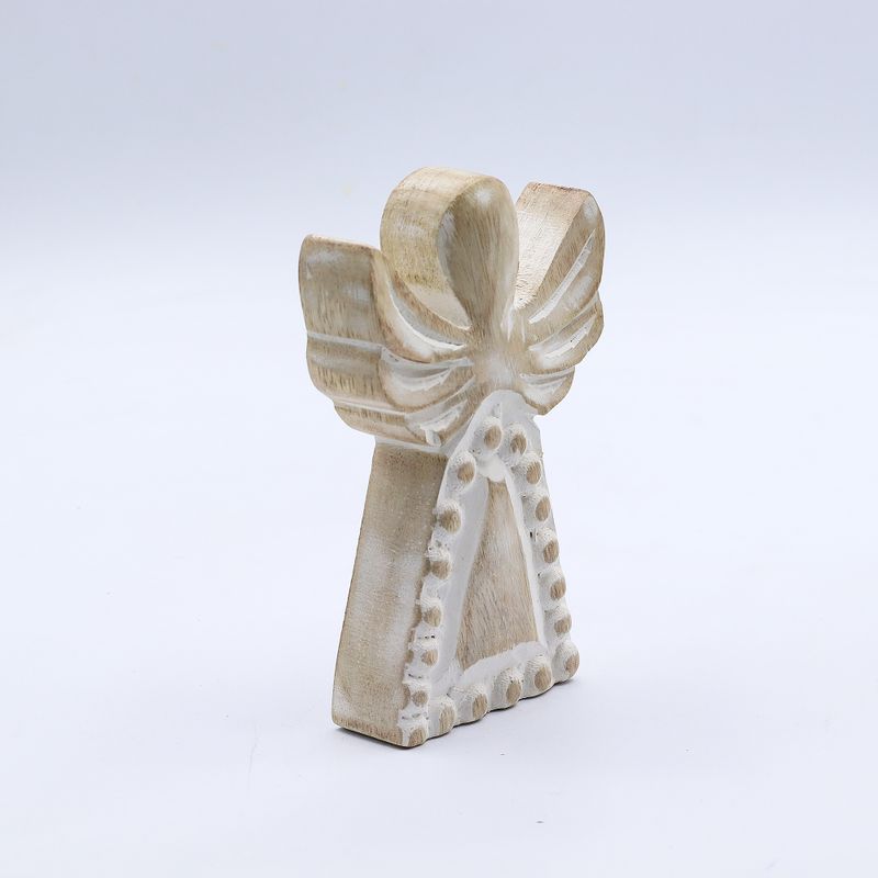 Engel aus Mangoholz – Weiß getüncht – 13 cm